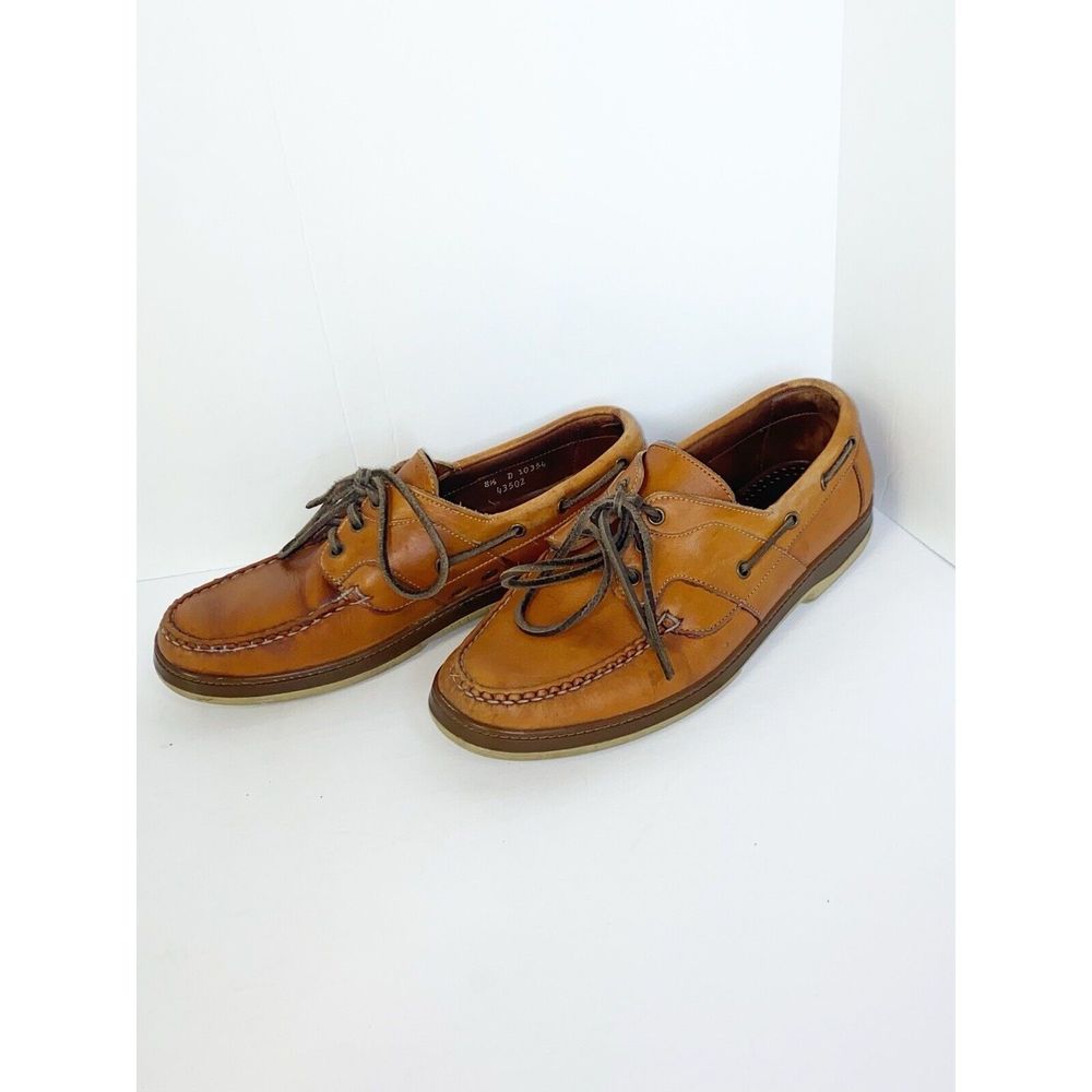 Allen Edmonds Eastport Leather Casual Boat Shoes Slip On Lace Up Tan Men’s 8.5 D - Picture 3 of 15